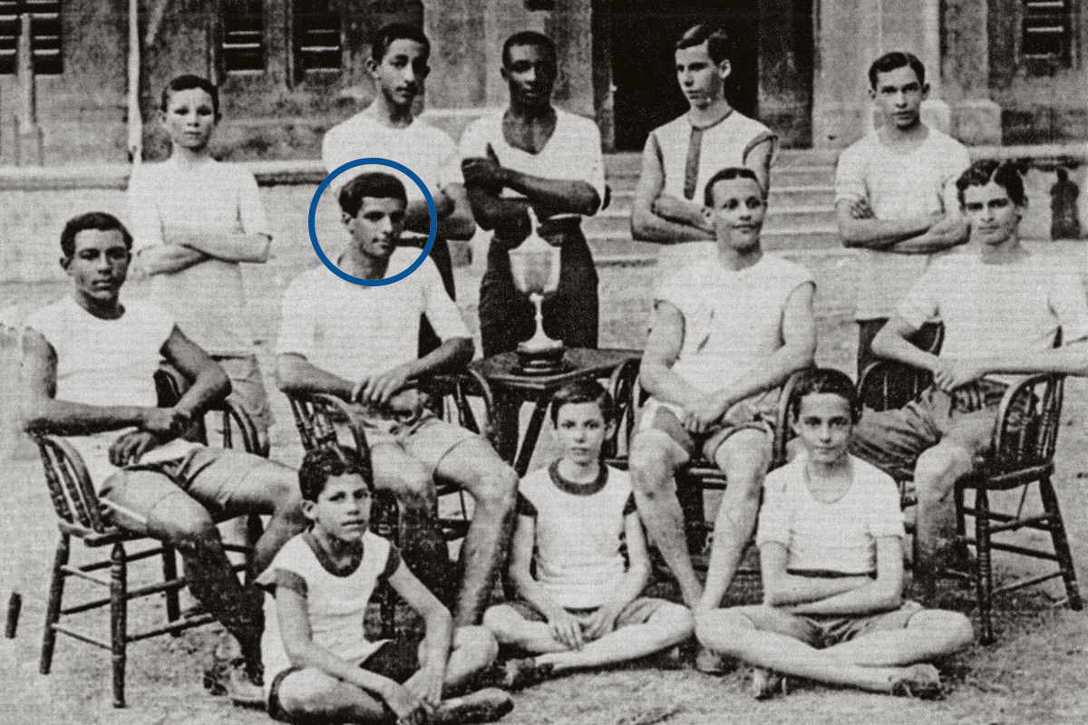 O ex-primeiro-ministro Norman Manley (no destaque): campeão do torneio estudantil, o “Champs”, em 1911 e 1912
