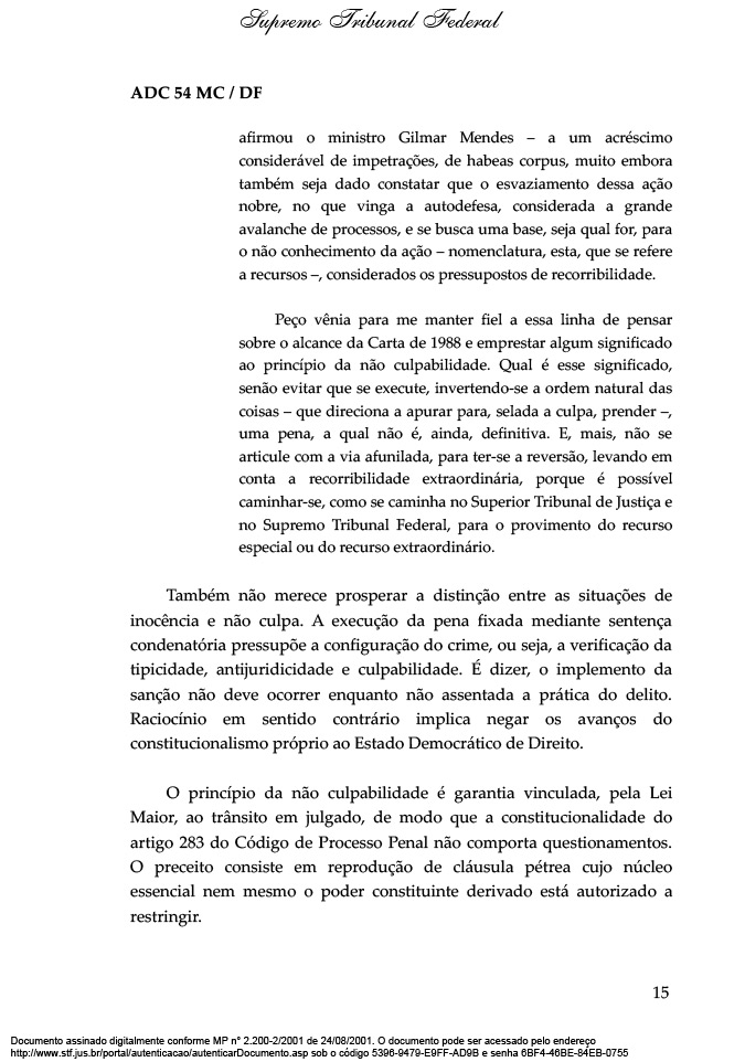 Leia a íntegra da decisão de Marco Aurélio Mello sobre 2ª instância