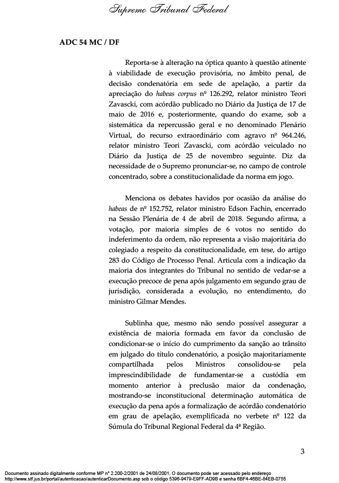 Leia a íntegra da decisão de Marco Aurélio Mello sobre 2ª instância