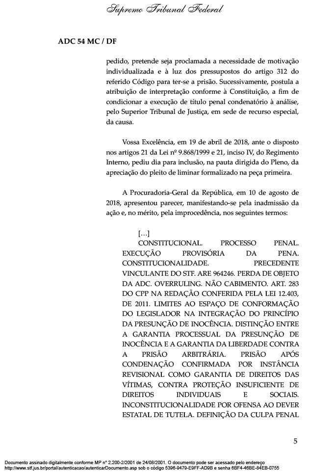 Leia a íntegra da decisão de Marco Aurélio Mello sobre 2ª instância